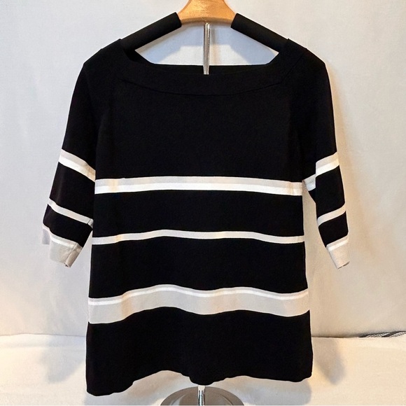 Cashmere Black and White Striped NWOT - Picture 1 of 5